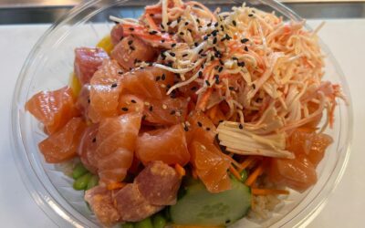 Spicy tuna, Organic salmon & crab salad. On top of Organic Brown rice!!!