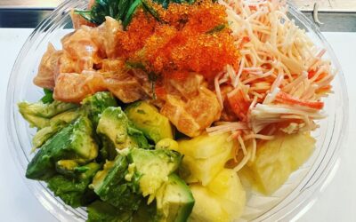 Spicy salmon, crab salad, pineapple, avocado, seaweed salad & tobiko.