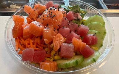 tuna and salmon bowl with cucumber & avocado!!!!